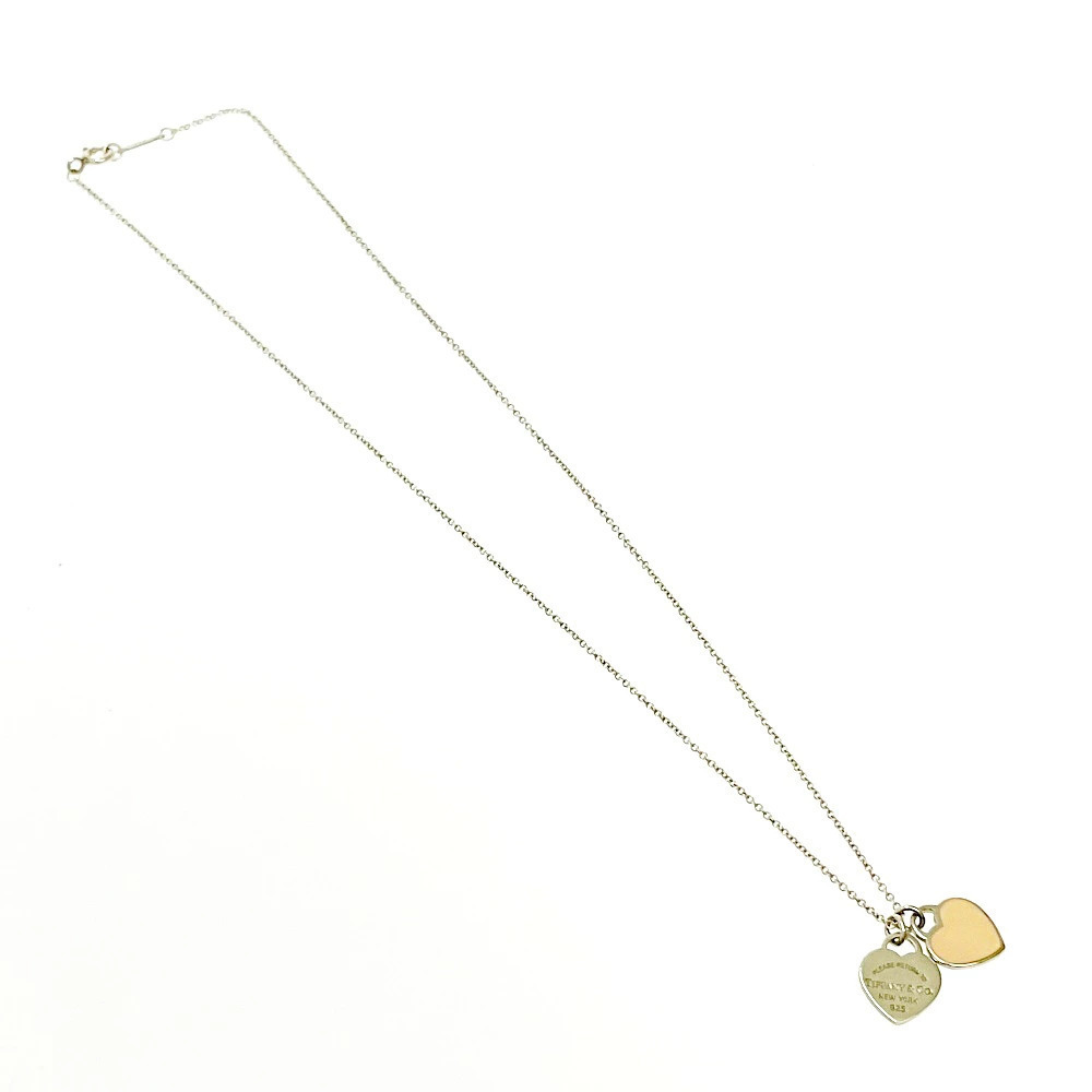 TIFFANYCo Tiffany Silver to Double Heart Necklace Sterling Silver